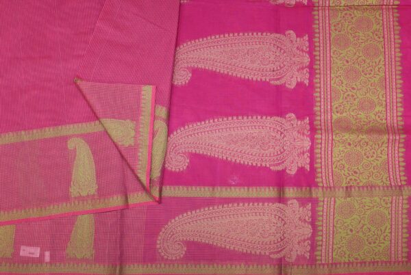 Dark Pink Kovai Cotton Saree Threadwork