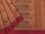 Pure Kovai Cotton Saree In Dual Brown With Horizontal Stripe Motifs
