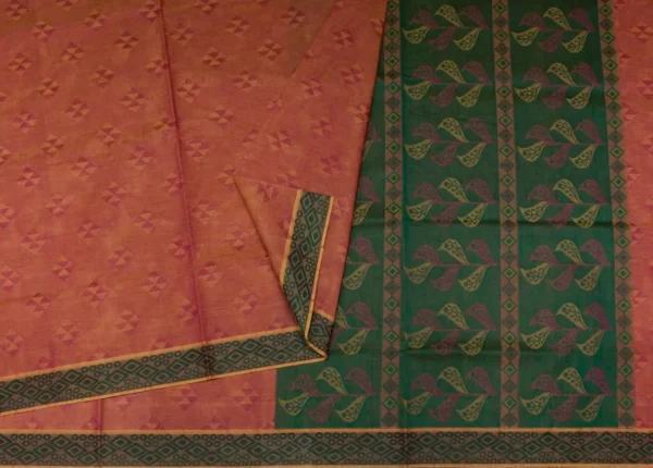 Embossed Kovai Cotton saree In Orange Dual Shade