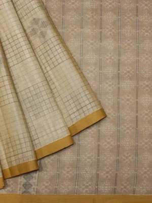 Pure Kovai Cotton Saree In Checks Pattern In Thread Work