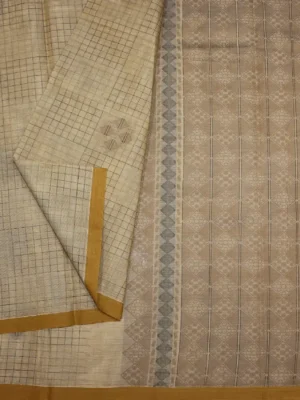 Close-up of diamond motifs and checks pattern in Kovai cotton saree