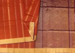 Pure Silk Cotton Saree In Brick Red With Vertical Pattern