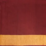 Pure Silk Cotton Saree In Brick Red With Vertical Pattern