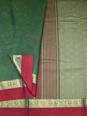 Forest Green Kovai Cotton Saree In Cone