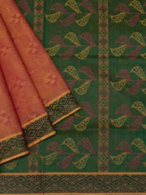 Embossed Kovai Cotton saree In Orange Dual Shade