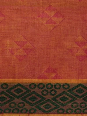 Orange Dual Shade Kovai Cotton Saree In bLouse