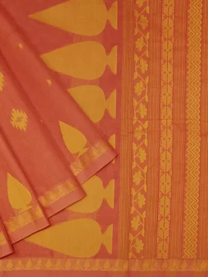 Pure Kovai Cotton Saree In Reddish With Thilagam Motifs