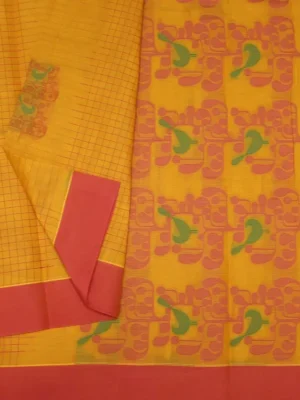 Mango Yellow Kovai Cotton Saree In Cone