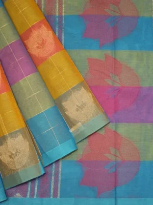 Pure Kovai Cotton Saree In Multi Color With Zari Motifs