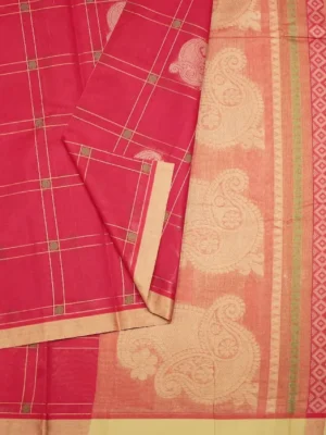 Kovai Cotton Saree With Checks Pattern In Cone Fleat