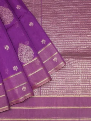 Pure Silk Cotton Saree In Vibrant Purple With Thilagam Motifs
