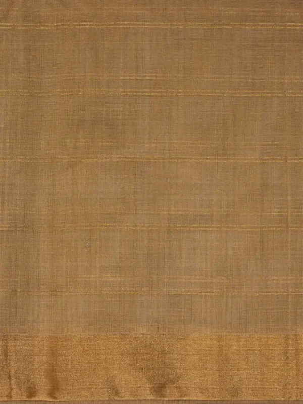 Pure Silk Cotton Saree In Dark Beige With Checks Pattern