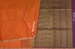 Pure Silk Cotton Saree In Sunset Orange With Small Motifs