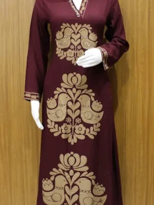 Kurta Set In Deep Maroon With Bird Motif Design