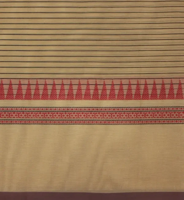 Pure Kovai Cotton Saree In Beige Cream With Vertical Pattern