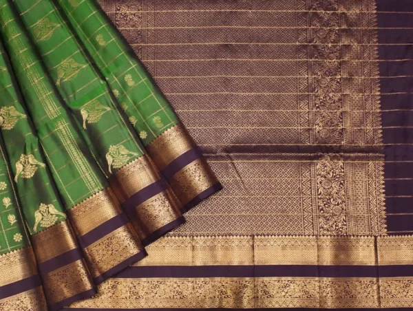 Pure Soft Silk Saree In Tradition Checks Pattern