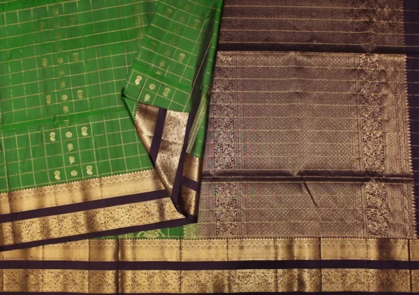 Pure Soft Silk Saree In Tradition Checks Pattern