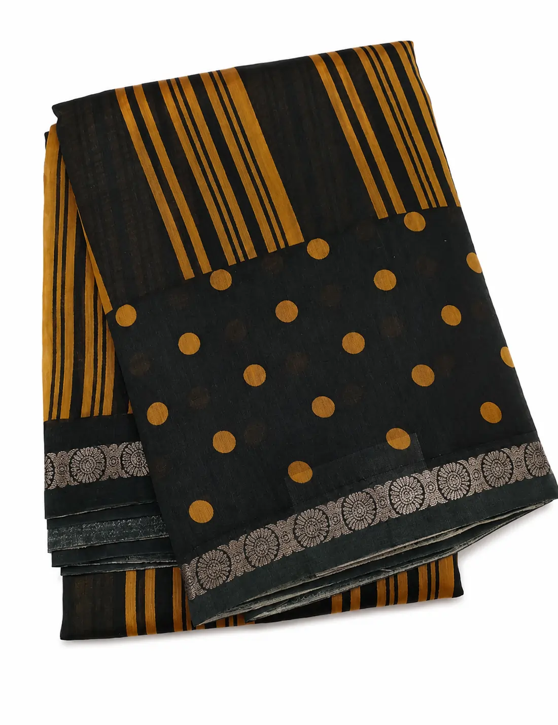Deep Navy Chanderi Saree With Buttas