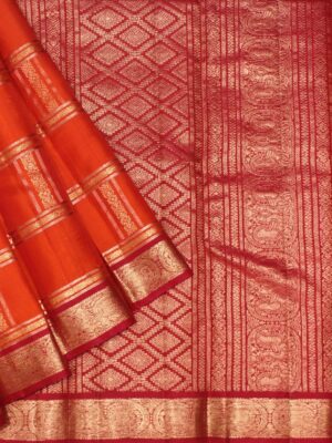 Fanta Orange Pavithram Soft Silk Saree