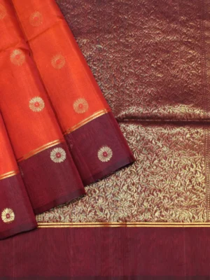 Rust Orange Silk Cotton Saree