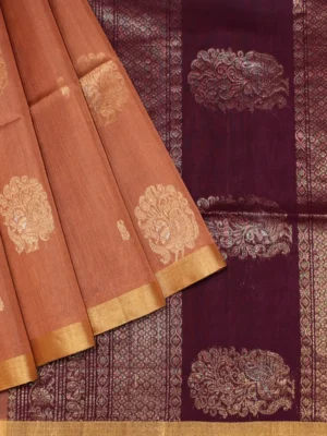 Pastel Brown Silk Cotton Saree