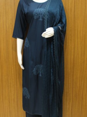 Navy Blue Straight Cut Salwar Set