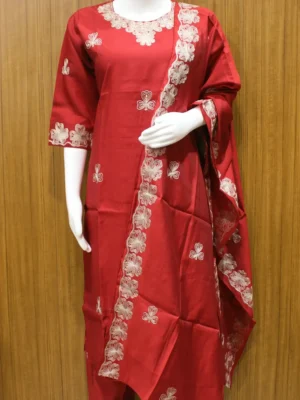 Red Embroidered Salwar Set