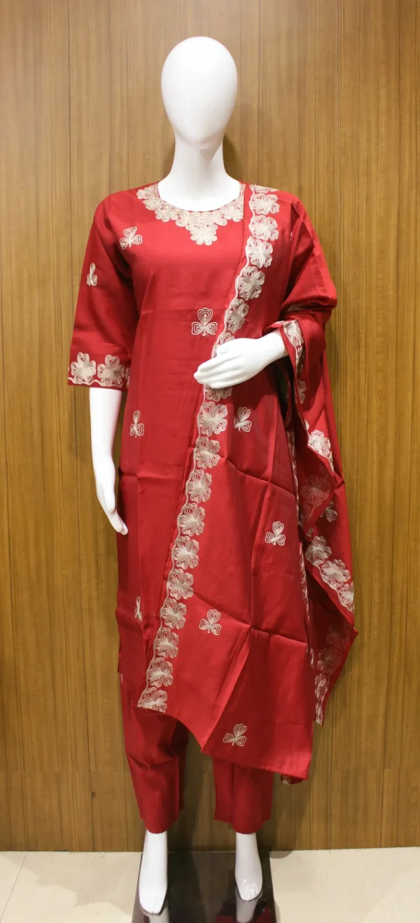 Red Embroidered Salwar Set
