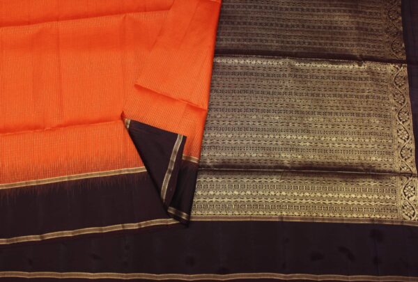 Rust Orange Vairaoosi Soft Silk Saree