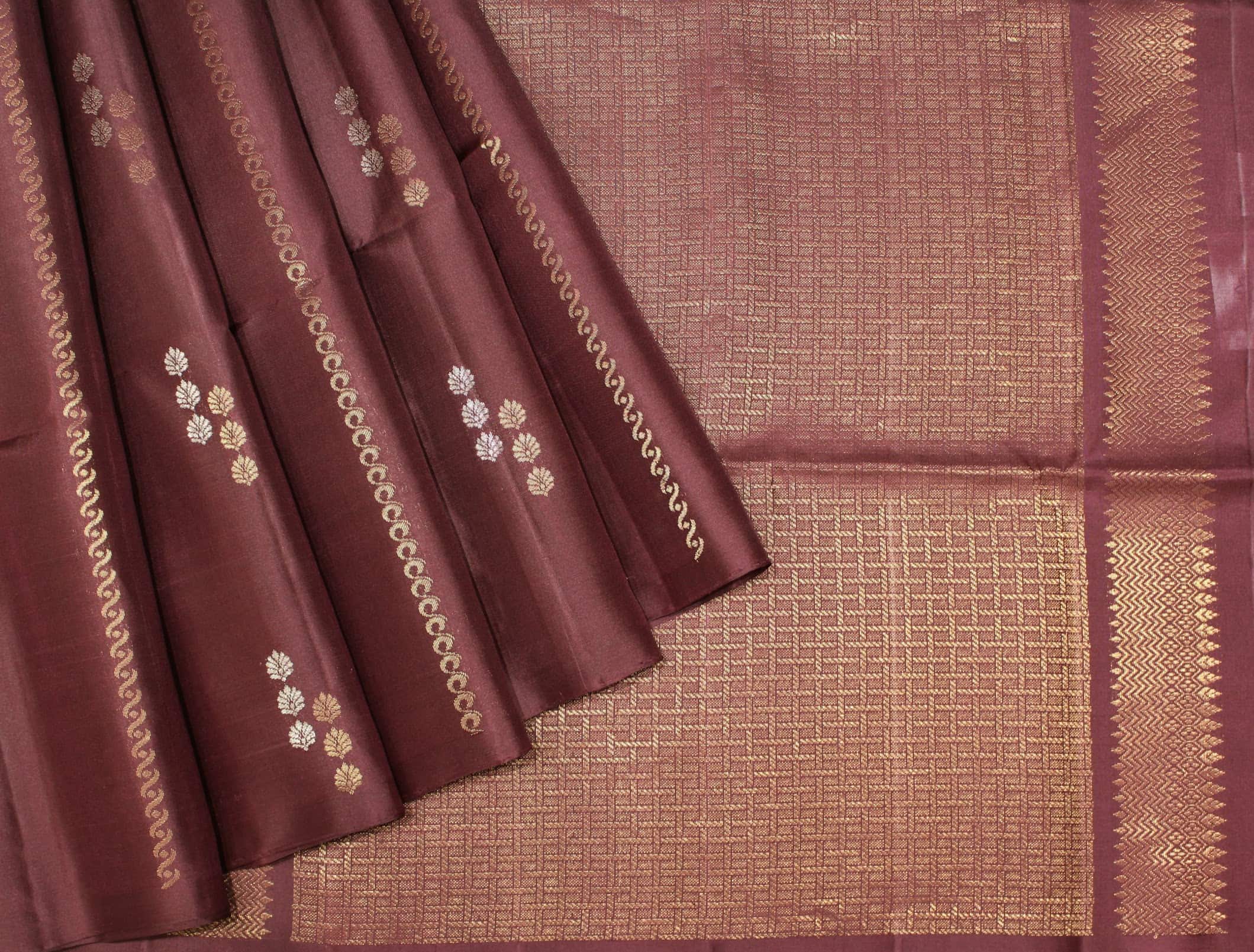 Dark Wine Borderless Silk Saree