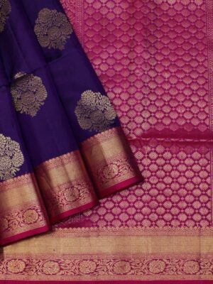 Dark Purple Soft Silk Saree with Contrast Pallu