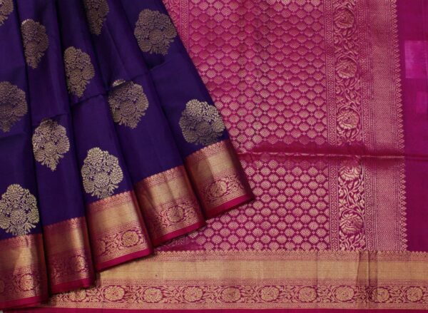 Dark Purple Soft Silk Saree with Contrast Pallu