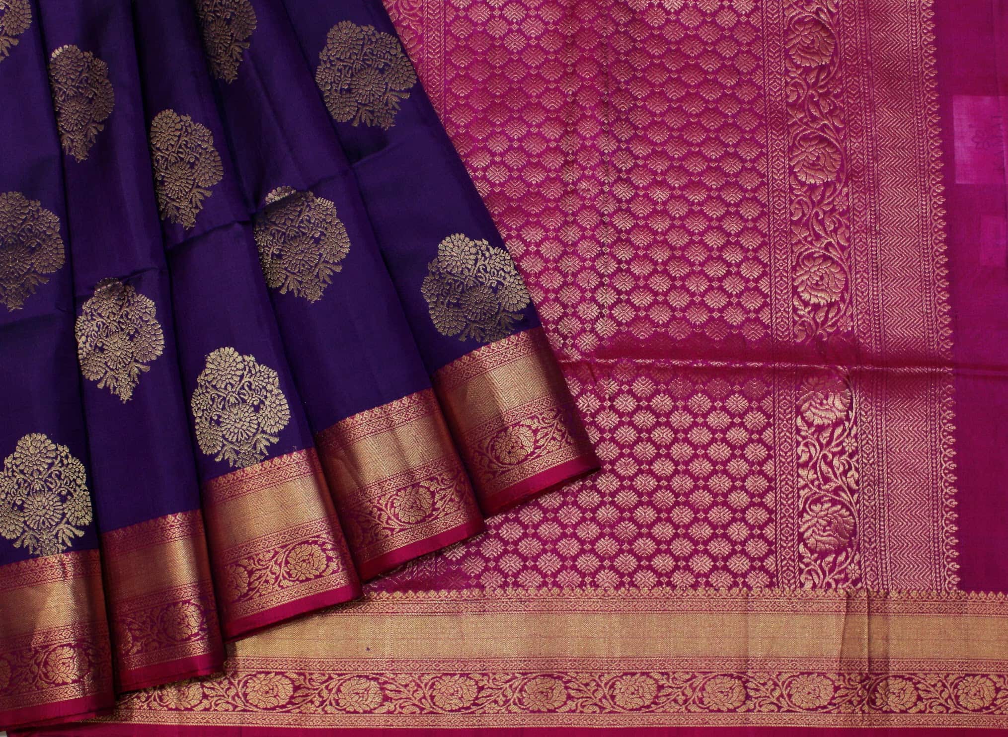 Dark Purple Soft Silk Saree with Contrast Pallu