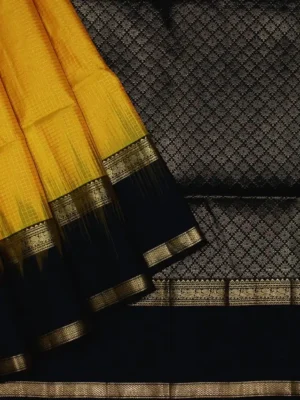 Pure Soft Silk In Mango Yellow Saree With Vairaoosi Pattern