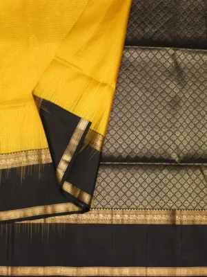 Mango Yellow Soft Silk Saree In Close Up