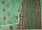 Pure Kovai Cotton Saree In Sea Green With Thread Leaf