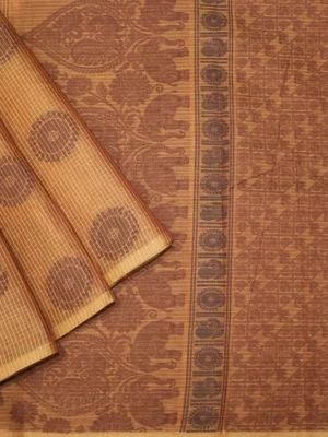 Light Golden Brown In Kovai Cotton Saree
