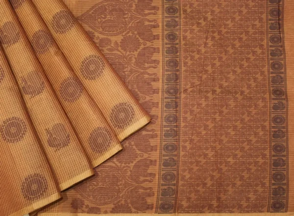 Light Golden Brown In Kovai Cotton Saree