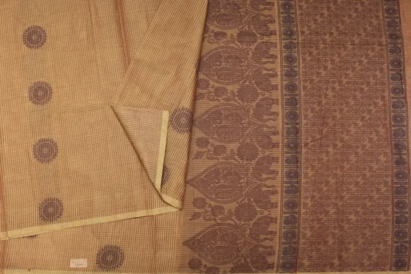 Light Golden Brown In Kovai Cotton Saree