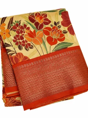Multicolor Chanderi Saree With Floral Print