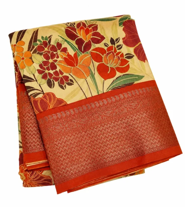 Multicolor Chanderi Saree With Floral Print