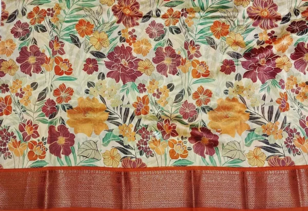 Multicolor Chanderi Saree With Floral Print