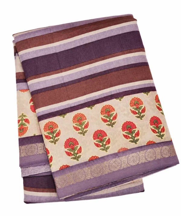 Deep Plum Pure Chanderi Saree With Zari Border
