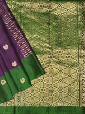 Pavithram Soft Silk Saree In Deep Violet With Vertical diamond