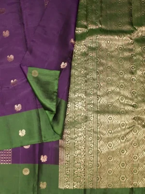 Pavithram Violet Soft Silk Saree In Close Up