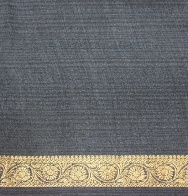 Pure Tussar Silk Saree In Slate Blue Base With Zari Border
