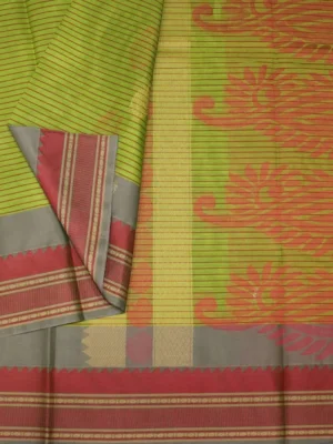 olive green kovai cotton saree in close up buttas image