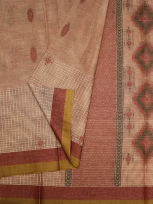 Light Pink Kovai Cotton Saree In Close Up
