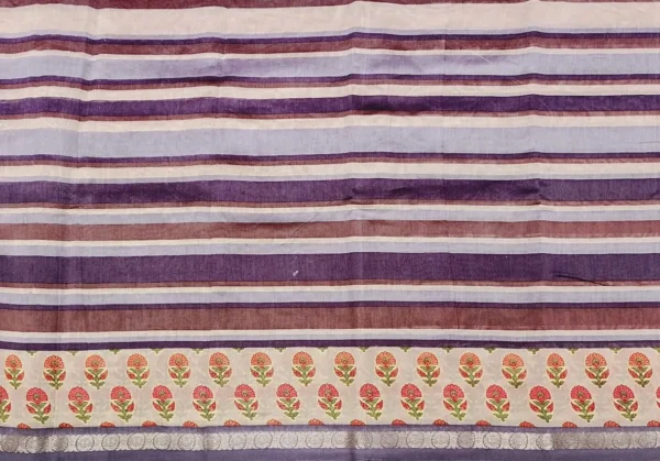 Deep Plum Pure Chanderi Saree With Zari Border