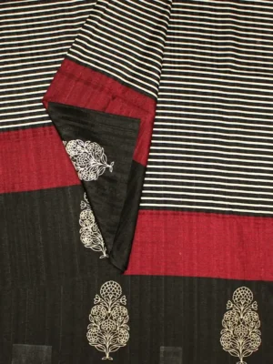 Deep Maroon Semi Tussar Saree red shade close up